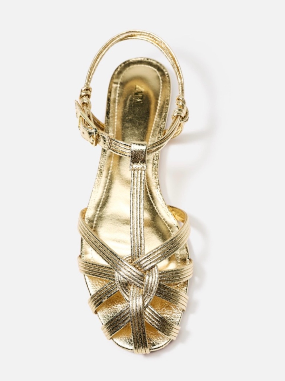 Zara Gold Metallic Flat Fisherman Sandals size 40 New with tags - Picture 2 of 7